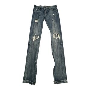 DARC SPORT Distressed Ripped Jeans Women's Size 34 Blue Denim Zip Ankle